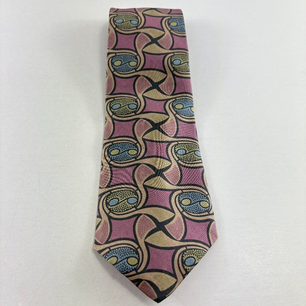 Kuppenheimer Purple / Tan Geometric Men's Tie 4" x 60" Vintage
